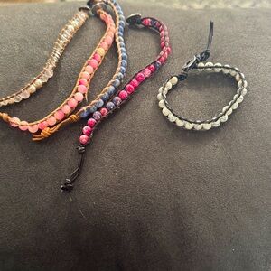 Elegant Beaded Bracelet Set - Pink, Blue, White, Brown